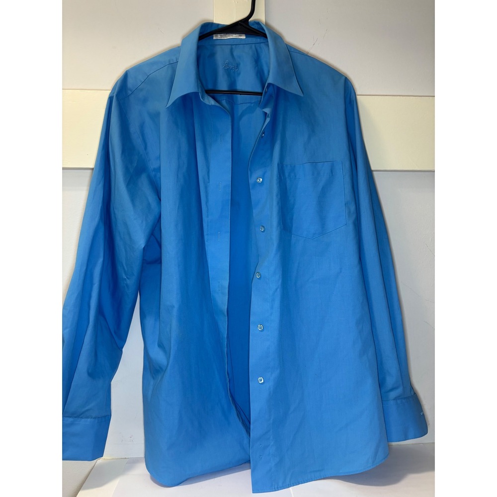 Foxcroft Blue Wrinkle Free Button Down Shirt Women's 16 Long Sleeve 55% Cotton